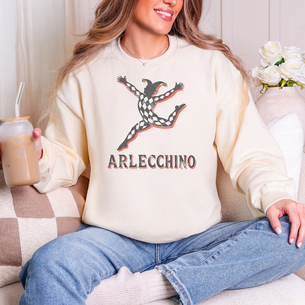 Arlecchino Leaping Harlequin Retro Graphic Sweatshirt